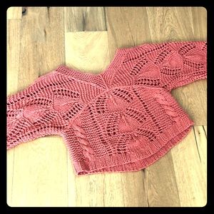 Sundance cropped coral chunky knit sweater!